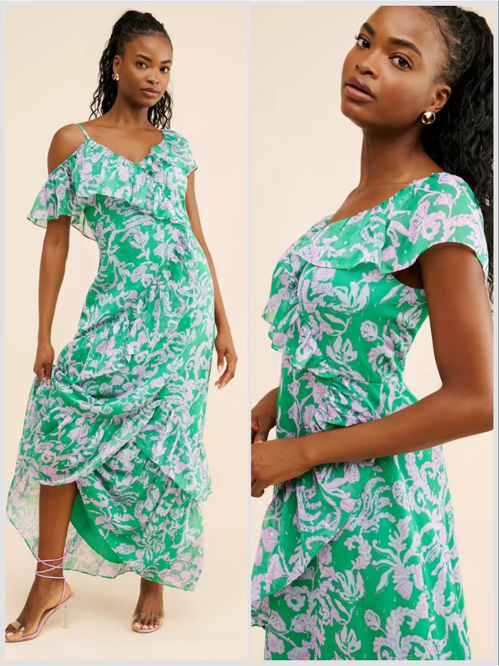 Lilly Pulitzer Rosalynn Maxi Dress in Brazilian Green/Salty Sandbar sz 6
